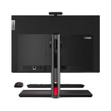 Rear view of a certified refurbished Lenovo M90A G3 AIO i5-12500 3GHz 16GB 1TB SSD WIFI 23.8 W11P, showing ports, stand, keyboard, and mouse on a white background.