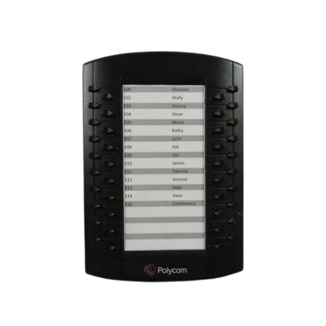 The Polycom VVX Expansion Module 2201-46300-001 by Polycom features 14 labeled buttons per side of its display, showing contacts and extensions—making it an ideal call management solution. The Polycom logo appears at the bottom. NEW IN BOX.