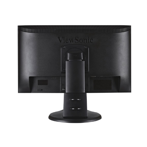 A black Viewsonic VG2428WM 24 1920x1080 monitor, viewed from the back, shows various ports along the lower rear panel. The Viewsonic logo is visible at the top center. This model is sold without a stand.