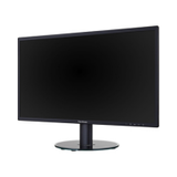 The ViewSonic VA2719-2K is a 27" WQHD IPS monitor (2560x1440, 5ms, HDMI, DP) shown without a stand. Viewed from a slight left angle, it has a black frame and the screen is off with a blank display. Certified refurbished.