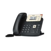 A refurbished Yealink SIP-T21P E2 PoE IP Desk Phone by Yealink, featuring HD Voice, dual SIP support, LCD display, and corded handset, ideal for business VoIP use, is displayed on a white background.
