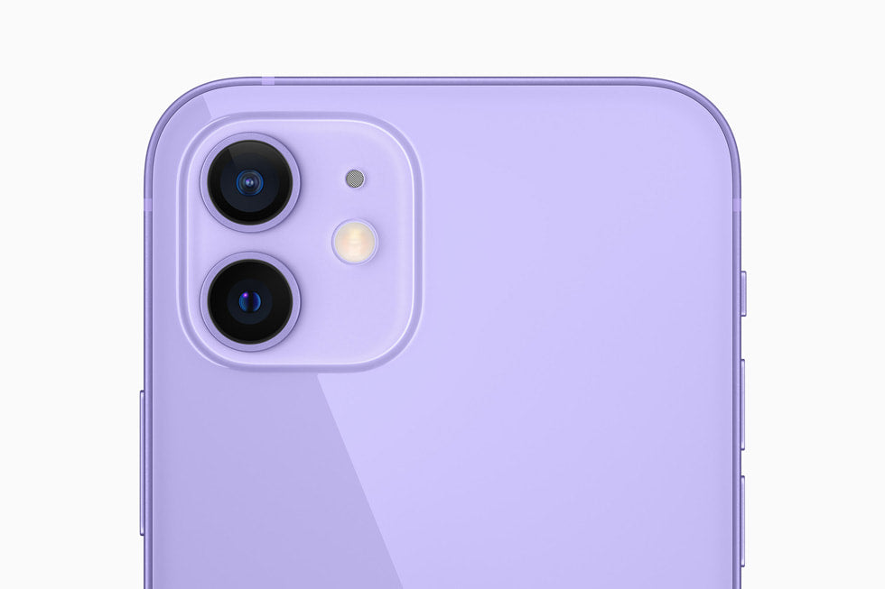 Apple iPhone 12 Purple — dual 12MP camera close-up detail