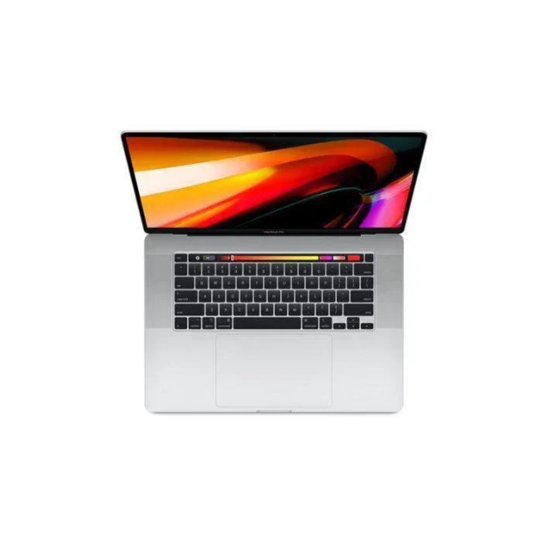 Apple MacBook Pro 16-inch 2019 open top-down view showing 16-inch Retina display, keyboard and trackpad