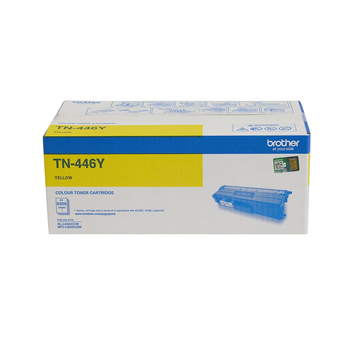 Brother TN-446Y Yellow Super High Yield Genuine Toner Cartridge 6,500 Pages - Sealed Carton