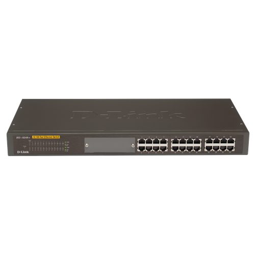 D-Link DES-1024R+ 24-Port Refurbished Network Switch - Front Panel View