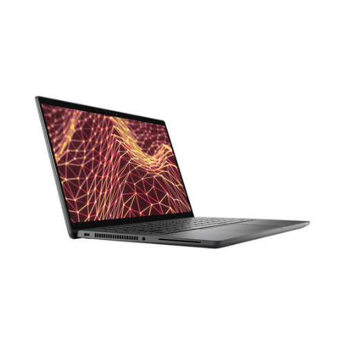 The Dell Latitude 7430 2-in-1, shown open at an angle, features a 14" touch display with a red and yellow geometric wave on white. Specs: i7-1265U 4.8GHz, 16GB RAM, 256GB SSD, Windows 11 Pro.