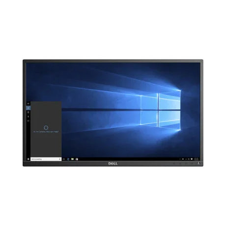 A refurbished Dell P2417H IPS 24 1920x1080 monitor shows the Windows 10 home screen with the Start menu open on the left and the default blue Windows background. (No stand included.).