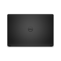 A closed Dell Inspiron 5559 laptop with i5 6200U, 8GB RAM, and 1TB storage is seen from above, the black lid featuring a centered Dell logo against a plain white background.