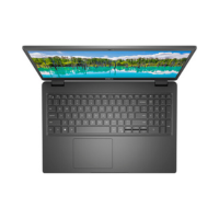 Top view of a certified refurbished Dell Latitude 3510 i5 10210U 8GB 256GB SSD laptop with full keyboard, touchpad, and scenic landscape on screen. Brand: Dell. 15.6" display, Windows 11 Pro, warranty included.