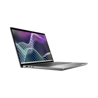 A silver Dell Latitude 7340 i7 laptop with a wavy, colorful pattern on its 13.3" screen is shown angled on a white background.