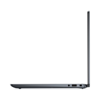 A sleek black Dell Latitude 7340 i7 1355U 1.7GHz 16GB 256GB SSD 13.3" W11P business laptop, shown from the left side with its slim profile and ports visible, is displayed on a plain white background. Certified refurbished.