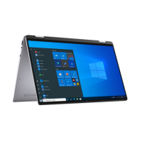 A certified refurbished Dell Latitude 9520 2-in-1 (i7 1185G7, 16GB, 512GB, LTE, 15" Touch, W11P) is shown in tent mode with the Windows start menu on screen—ideal as a versatile business convertible for work needs.