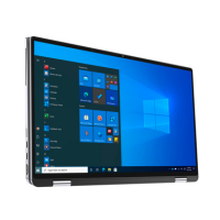 A sleek Dell Latitude 9520 2-in-1 i7 1185G7, 16GB RAM, 512GB SSD LTE business laptop with a 15" touch display and thin bezels is shown in tablet mode, elegantly positioned and running Windows. Certified refurbished, W11P installed.