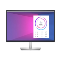 The Dell P2423 IPS 24" monitor displays a vibrant gradient background with a circular chart and data points on a white overlay, ideal for clear, professional data visualization.