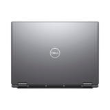 A closed silver Dell Precision 7670 i7 is viewed from above, showing the centered Dell logo on the lid and visible hinges along the bottom edge.