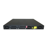 A black Dell PowerConnect 7024 24-Port Gigabit Managed Switch (Wty), rectangular with status indicators, cooling fans, a yellow warning label, and two visible ports, shown from the front on a white background.