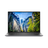 A Dell Precision 5550 i7 10850H laptop with 32GB RAM and dual SSDs is shown from the front against a white background, displaying a vibrant nature wallpaper of cliffs, trees, and streaming sunlight.