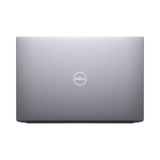 Closed silver Dell Precision 5550 i7 10850H mobile workstation viewed from above, with the Dell logo centered on the lid.