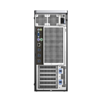 Rear view of the Dell Precision 7820 Tower, showcasing multiple USB ports, audio jacks, network port, expansion slots, and ventilation—ideal for dual Xeon Gold 3.3GHz CPUs, 192GB RAM, RTX5000 graphics, and dual 1TB SSDs.