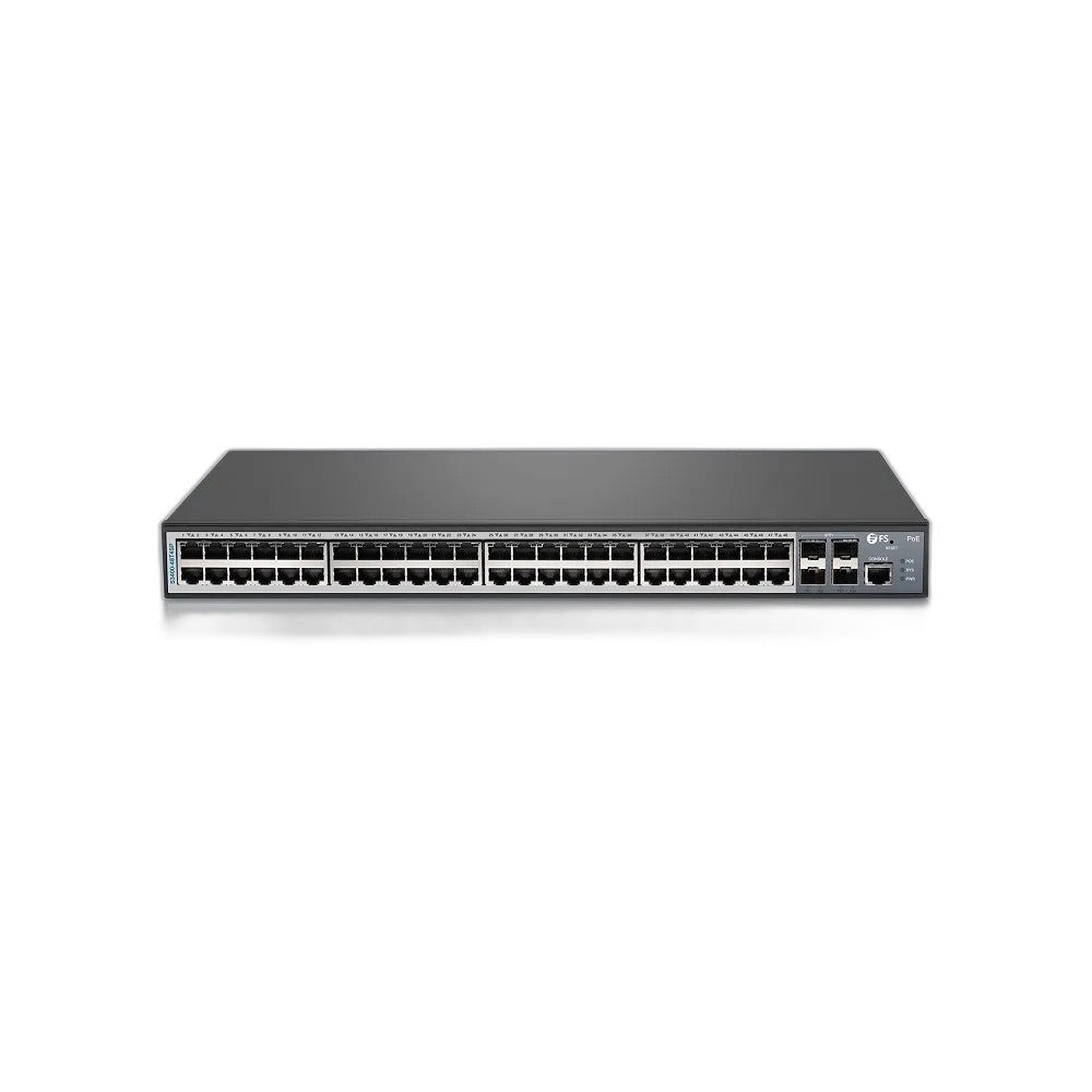 FS S3400-48T4SP 48-Port Gigabit PoE+ L2+ Managed Switch 4x 10G SFP+ 370W