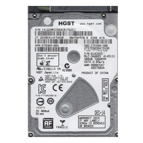 Hitachi HGST 0J43955 500GB 2.5" SATA 3.0Gb/s 7200RPM 7mm Hard Drive | 3mth Wty