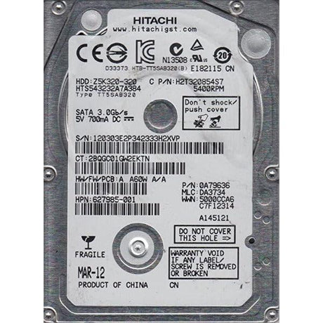 Hitachi Travelstar HTS543232A7A384 320GB 5.4K SATA 3GB/s 2.5" Hard Drive | 3mth Wty