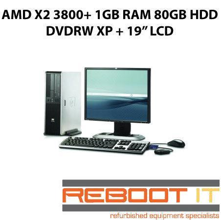 HP DC5750 Athlon 64 X2 3800+ 1G 80GB DVDRW XP 19" LCD Computer
