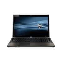 A certified refurbished HP ProBook 4720s i5 (17.3", 4GB RAM, 500GB HDD, no OS) is shown from the front with an HP logo and blue abstract display, all set against a white background.