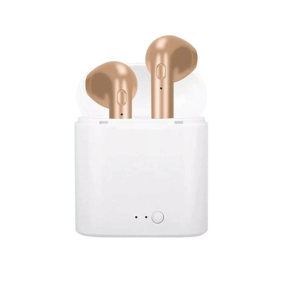 i7s TWS Wireless Bluetooth Twin Earbuds Earphones + Charger for iPhone or Samsung | Gold