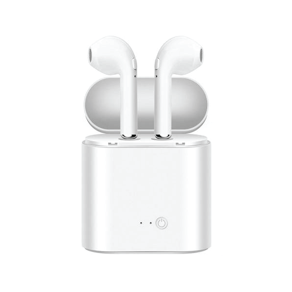 i7s TWS Wireless Bluetooth Twin Earbuds Earphones + Charger for iPhone or Samsung | White