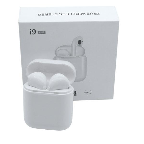 i9 TWS Wireless Bluetooth Twin Earbuds Earphones + Charger | White