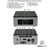 Intel NUC5PGYH Mini PC Pentium N3700 4GB 120GB SSD No OS WiFi Computer Refurbished Desktop - Rear Ports