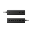 Two black Certified Refurbished Microsoft Surface Dock 2 1917 units by Microsoft are shown front and back, each with multiple ports (USB-C, USB-A, Ethernet, power input). Adapter included; supports dual 4K displays.