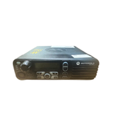 A certified refurbished Motorola DM3600 MOTOTRBO Digital Mobile Radio VHF/UHF 160Ch Display by Motorola, featuring front panel buttons, display screen, and rotary knob, is shown against a white background.