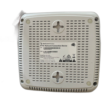 NetComm NDD-0300 NBN FTTC NTD modem rear ports view transparent background