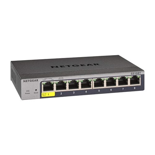 Netgear GS108T 8-Port Gigabit Smart Managed Switch Refurbished - Front View