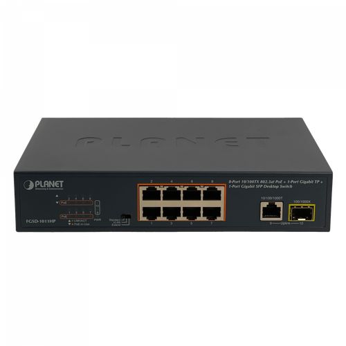 Planet FGSD-1011HP 8-Port PoE+ Switch 120W + Gigabit RJ45 + SFP Unmanaged