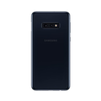 A Samsung Galaxy S10e 128GB Prism Black smartphone shown from the back, with dual rear cameras and LED flash arranged horizontally near the top. The Samsung logo is centered. Sold for parts only.