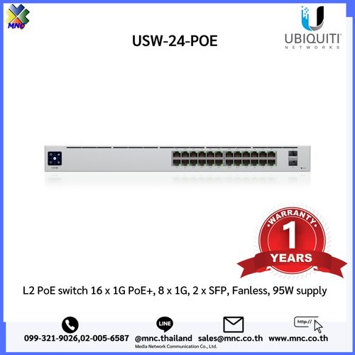 Ubiquiti USW-24-POE UniFi 24-Port PoE+ Managed Switch Refurbished Networking - Product Image