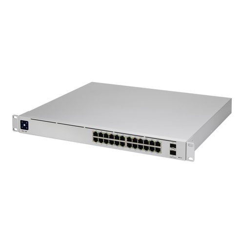Ubiquiti USW-Pro-24-POE UniFi 24-Port PoE Managed Switch Refurbished Networking - Angled View