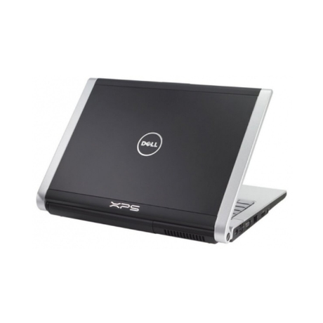 A partially open Dell XPS M1530 15.6" laptop, shown from the back left, with black and silver finish, centered Dell logo on the lid, and XPS branding by the hinge—ideal for your next eBay listing.