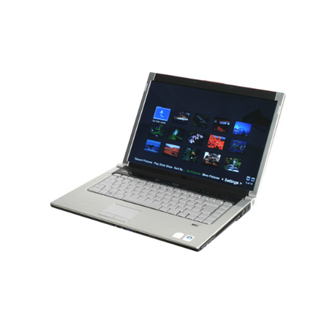 A Dell XPS M1530 15.6" Core 2 Duo T9300 laptop with a black bezel displays colorful image thumbnails on its screen, photographed on a white background—ideal for your next eBay listing.